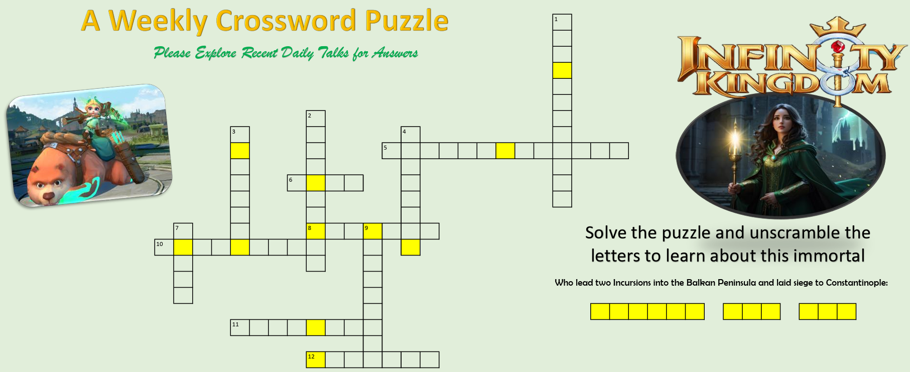 An Infinity Kingdom Weekly Crossword Puzzle Infinity Kingdom Official